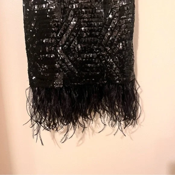 Sequin Feather Hem Dress - Picture 6 of 10